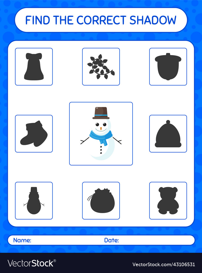 Find the correct shadows game with snowman Vector Image Find the correct shadows game with snowman