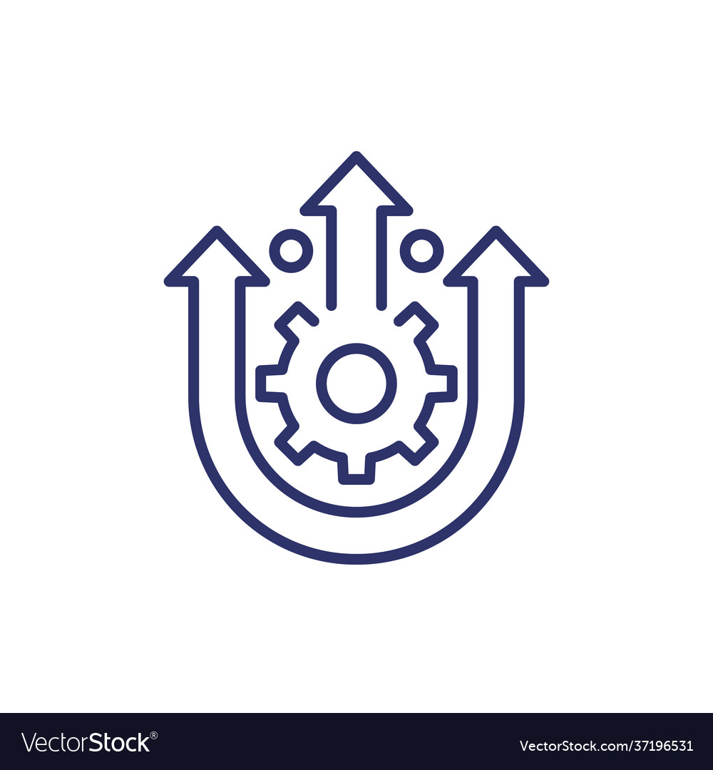 Integration optimization line icon with gear Vector Image