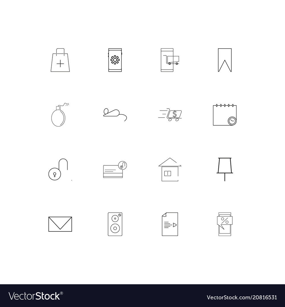 Interface linear thin icons set outlined simple