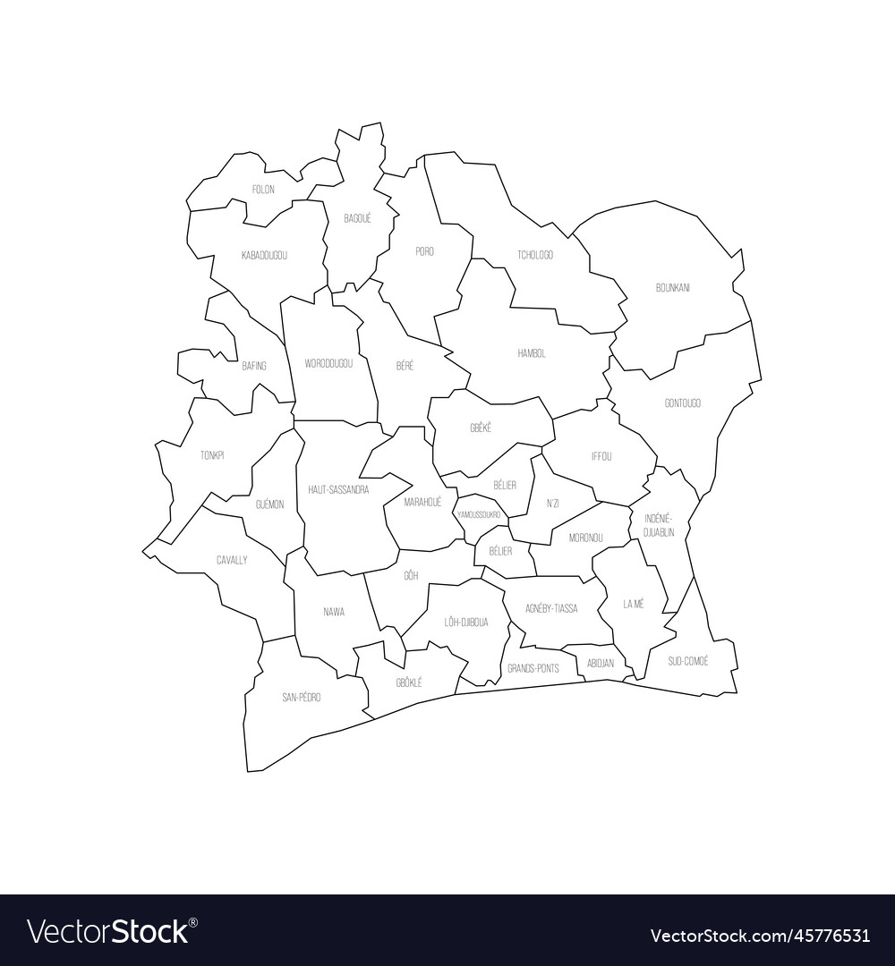 Ivory Coast Political Map Of Administrative Vector Image Ivory Coast Political Map Of Administrative Vector 45776531