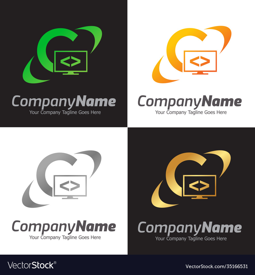 Programming code and computer monitor logo