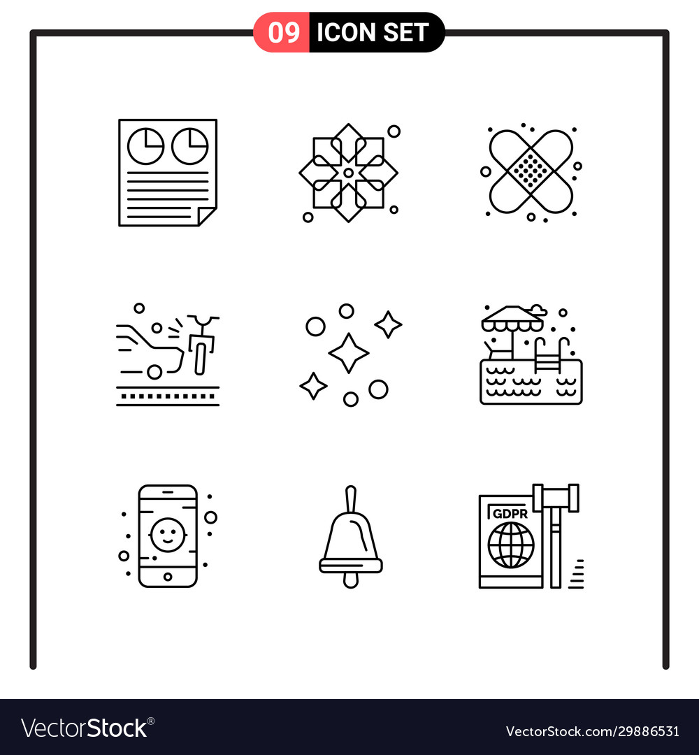 Set 9 line style icons for web and mobile vector image Set 9 line style icons for web and mobile