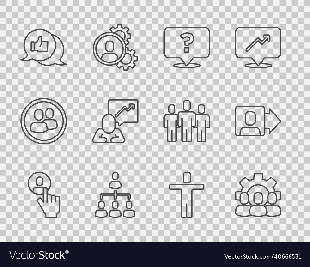 Set line head hunting project team base question vector image Set line head hunting project team base question