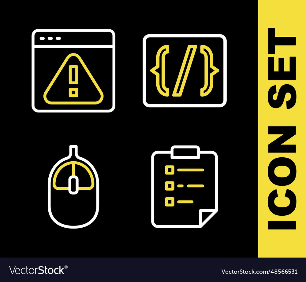 Set line programming language syntax clipboard vector image Set line programming language syntax clipboard