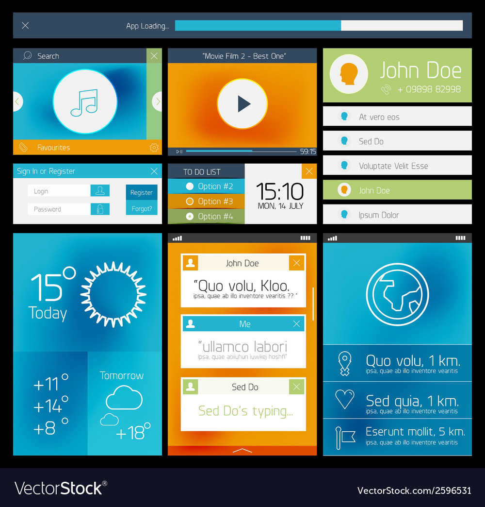 Ui flat web and mobile element
