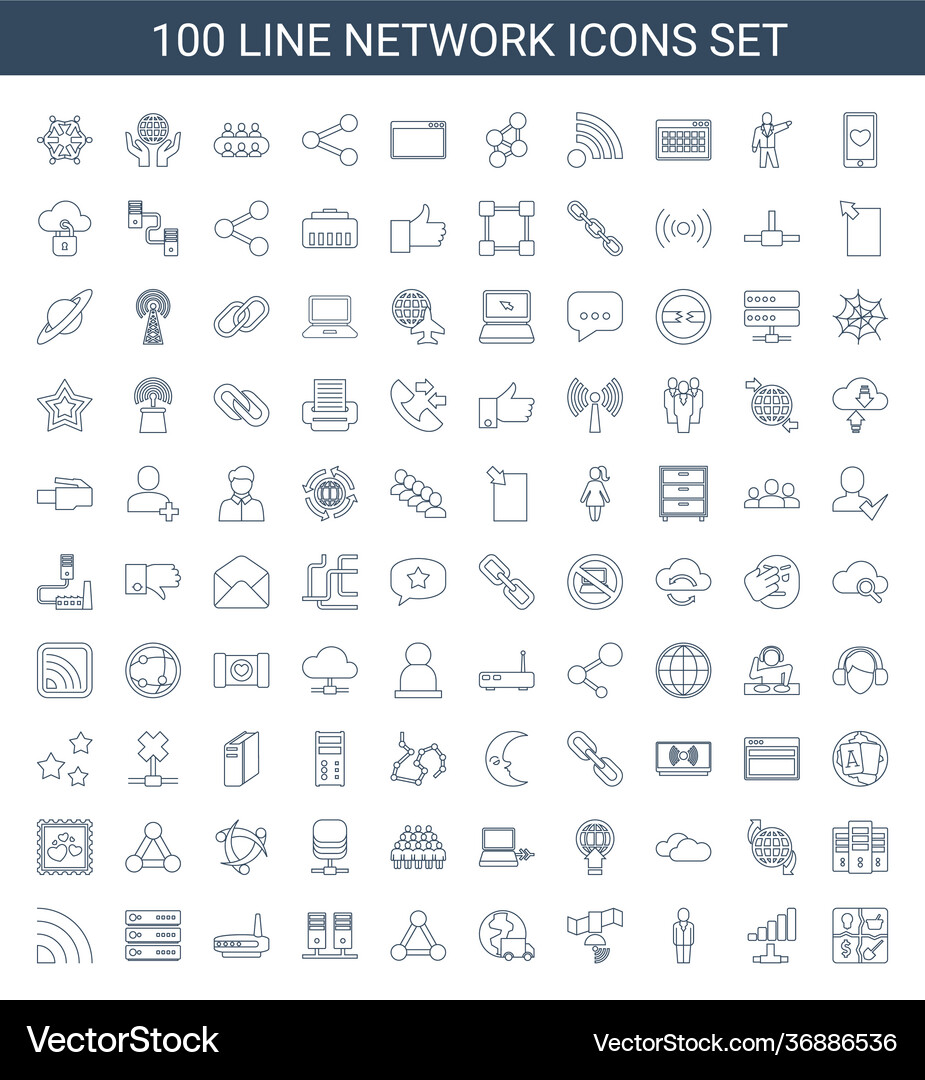 100 network icons Royalty Free Vector Image - VectorStock