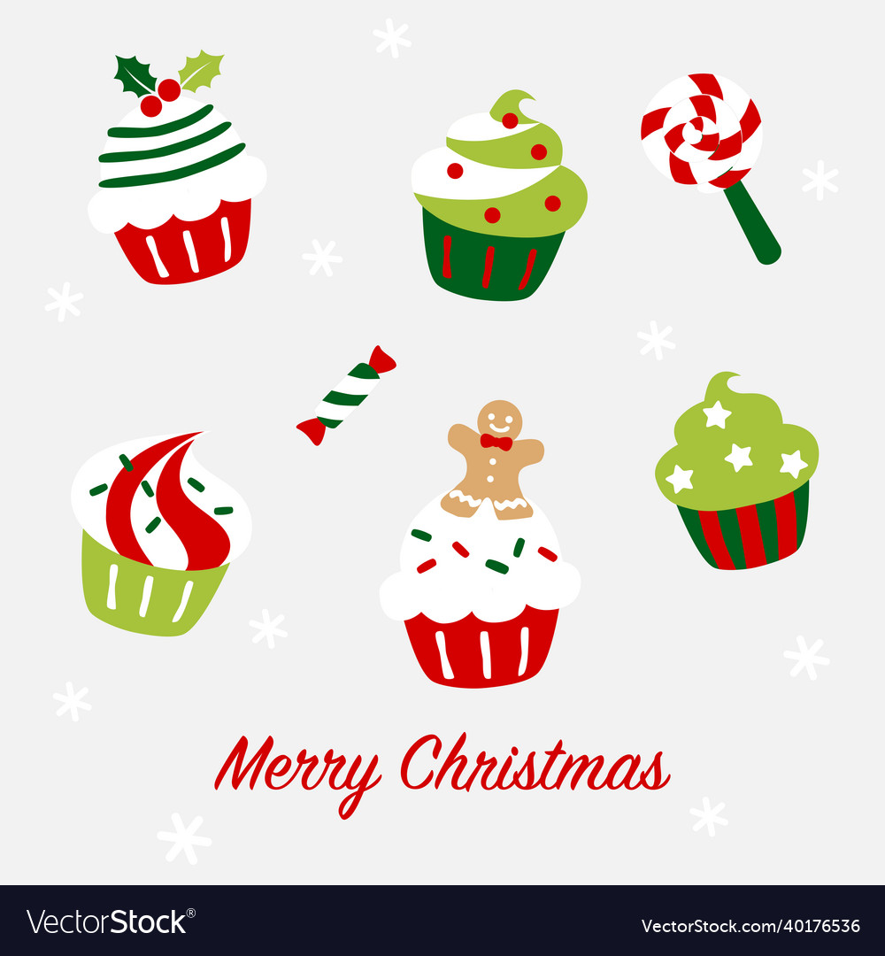 Christmas cupcake card - colorful