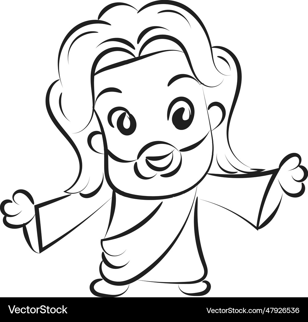 Cute jesus christ line art for print Royalty Free Vector