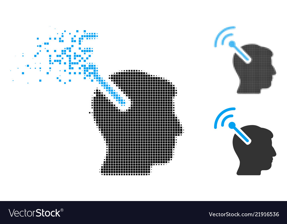 Disintegrating pixelated halftone radio neural vector image Disintegrating pixelated halftone radio neural