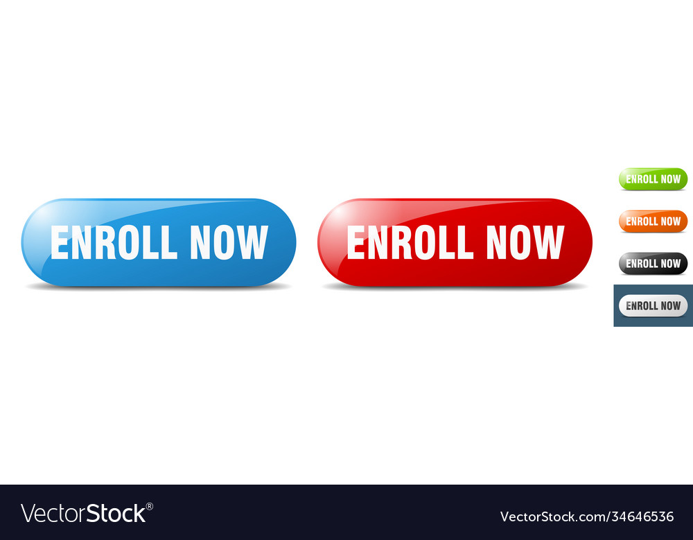 Enroll now button key sign push set