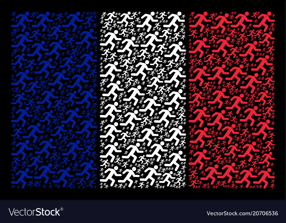 French flag pattern of running man items Vector Image French flag pattern of running man items