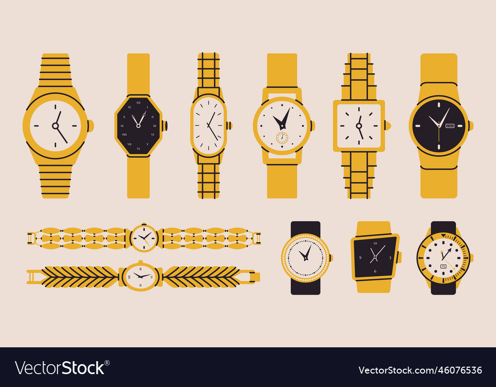 Golden watches classic wristwatch gold leather