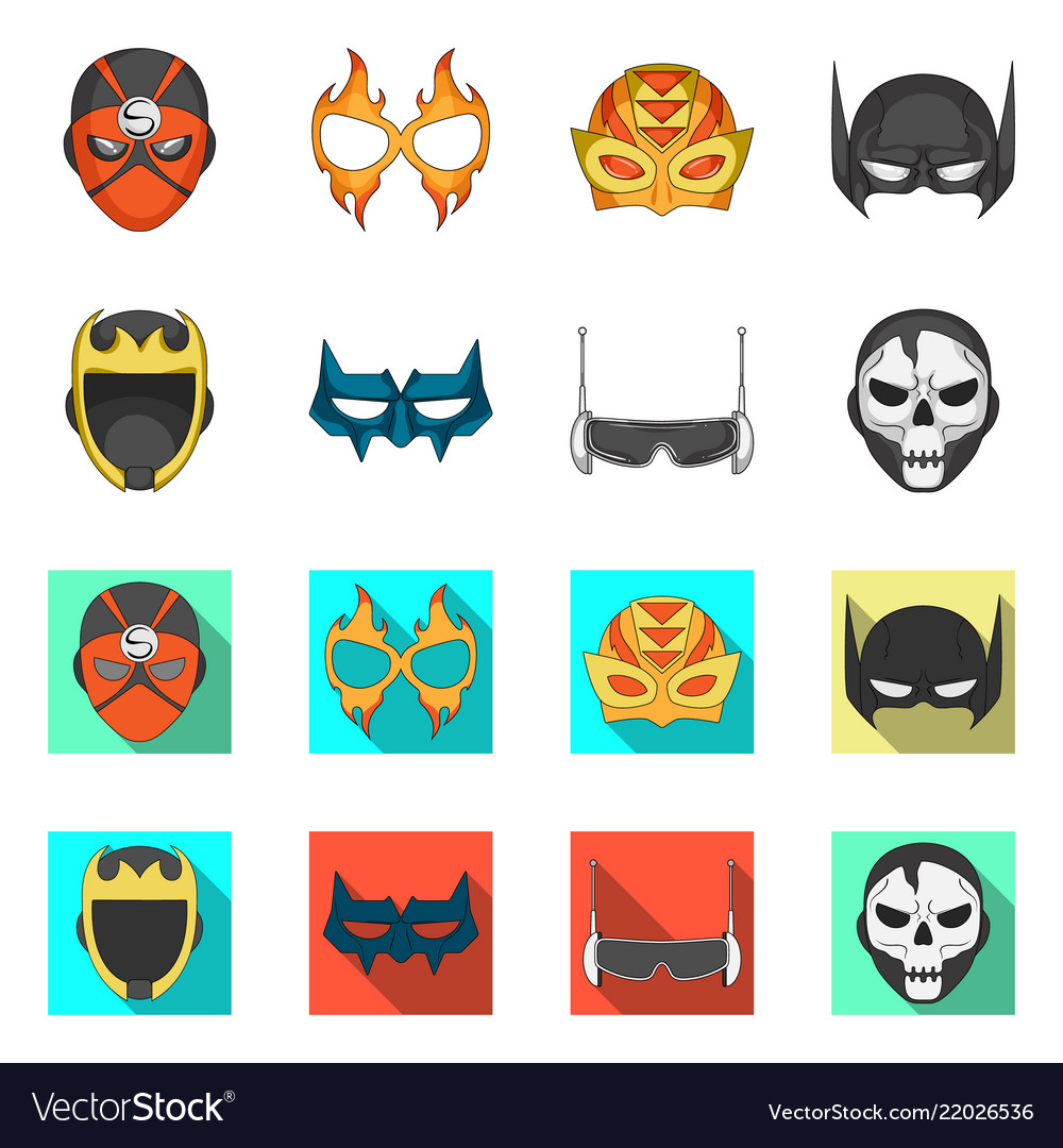 Isolated object of hero and mask icon set
