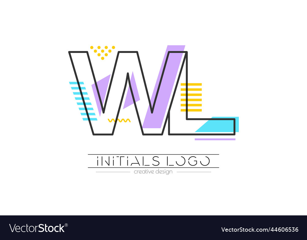 Letters w and l merging of two initials vector image Letters w and l merging of two initials