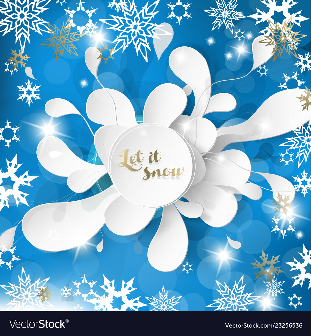 Merry christmas with many snowflakes on abstract