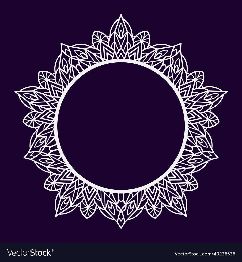 Mint-shaped openwork frame with a round empty vector image Mint-shaped openwork frame with a round empty