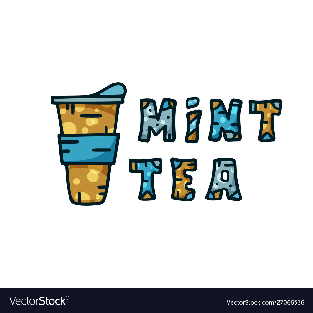 Mint tea doodle hand drawn