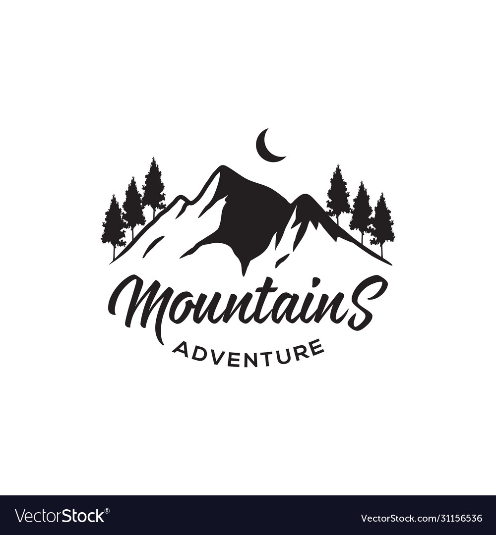 Mountain adventure retro hipsters logo design Vector Image