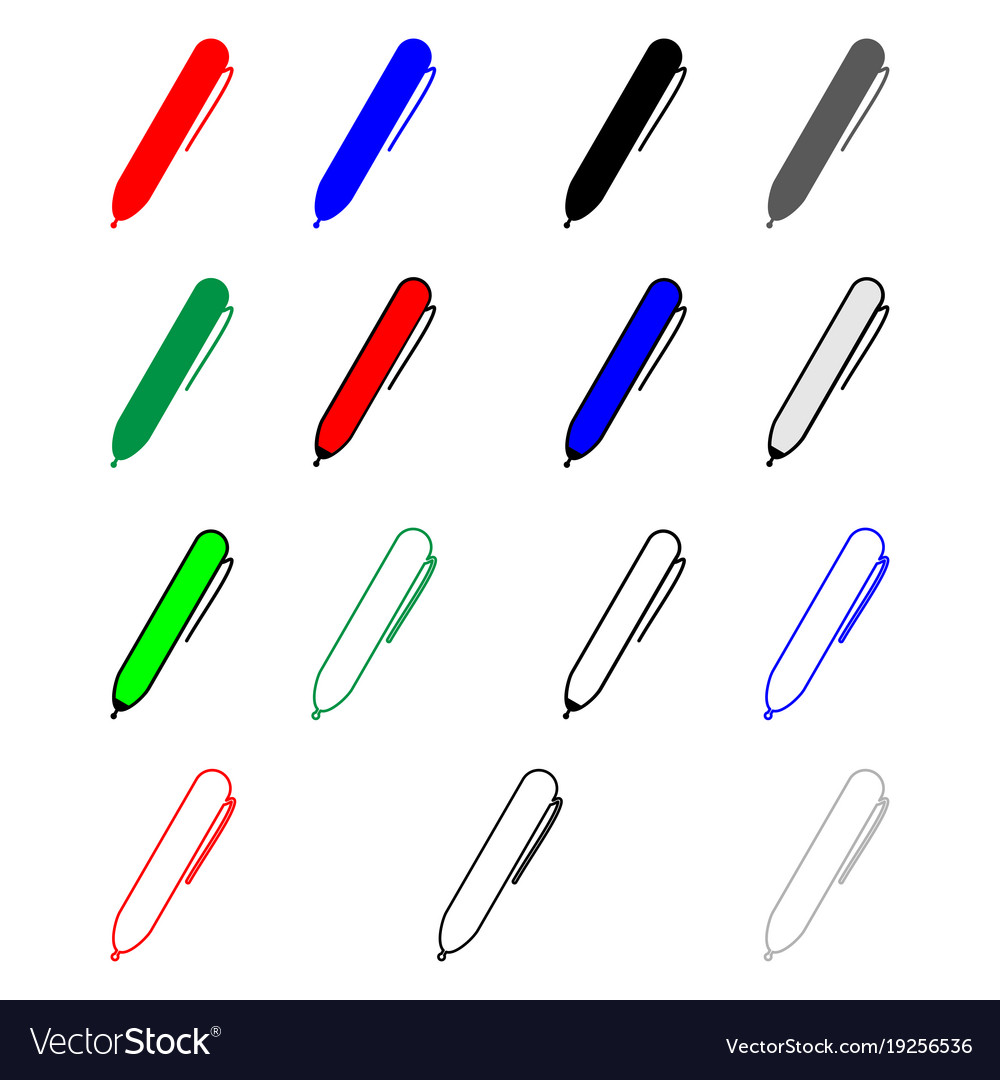 Pen red blue black grey color