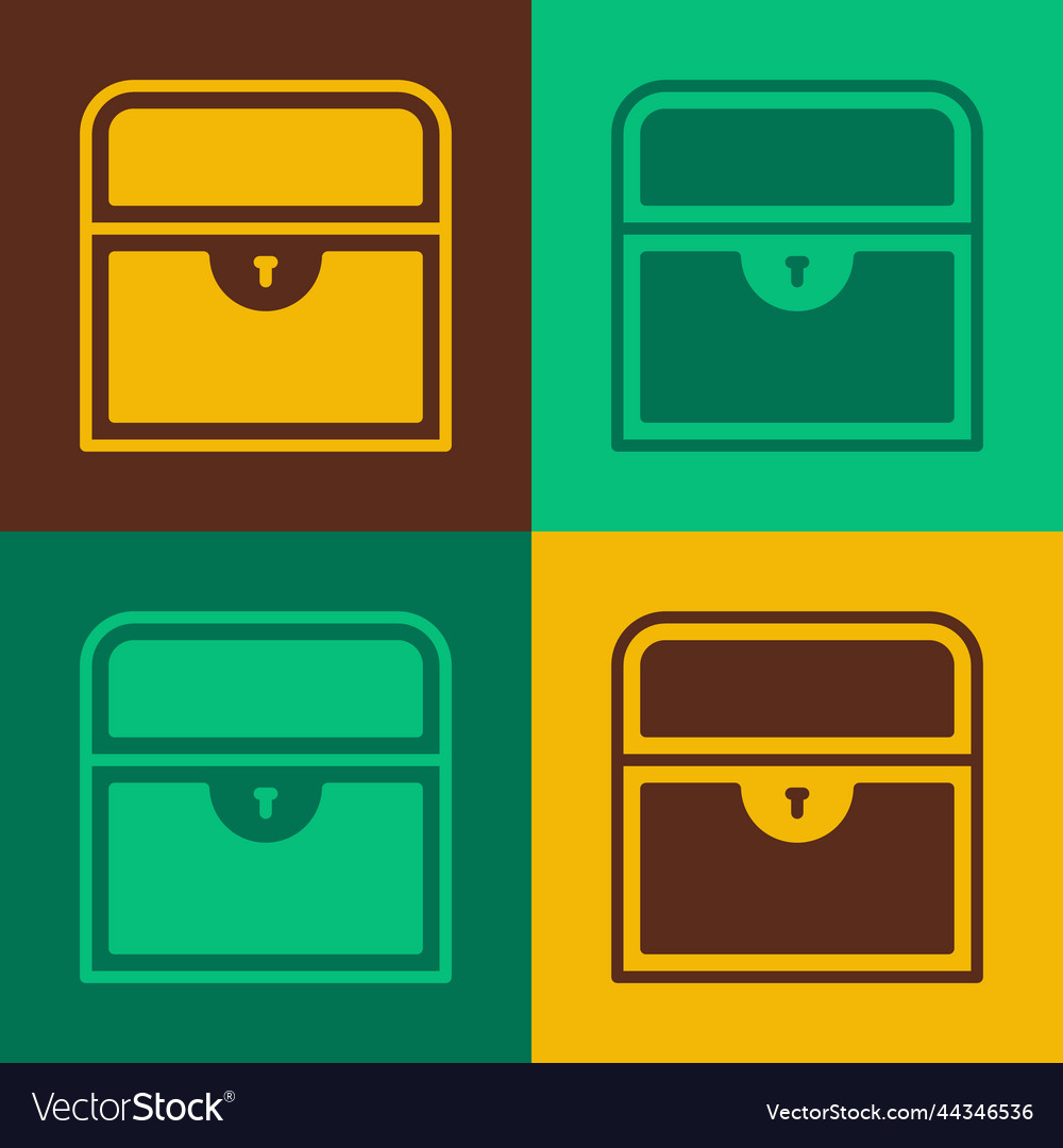 Pop art antique treasure chest icon isolated