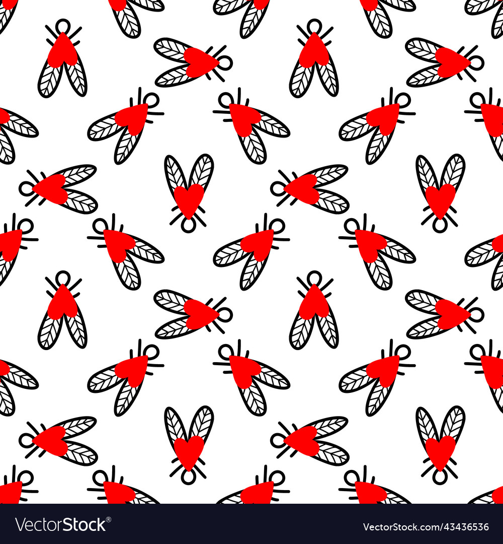 Seamless pattern with flies