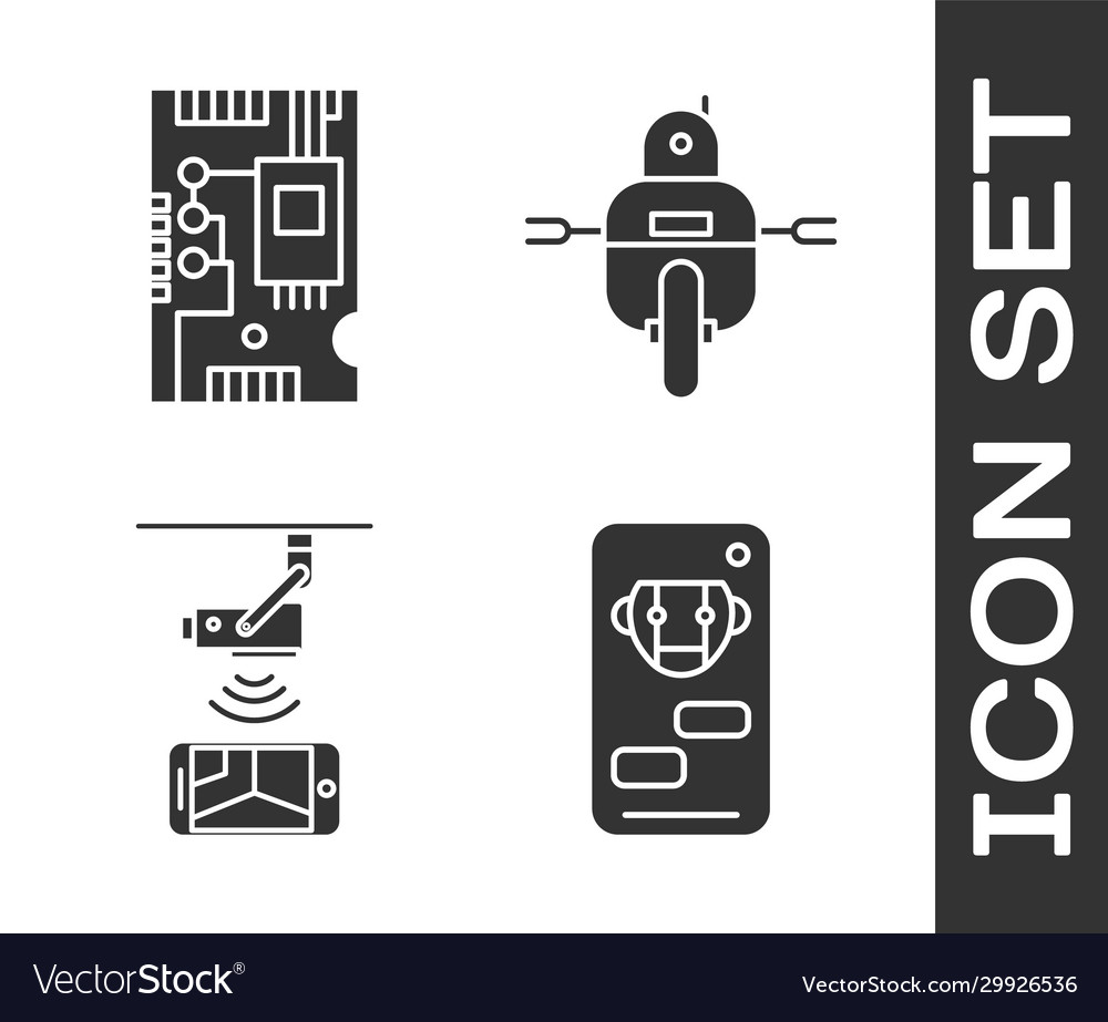 Set bot electronic computer components vector image Set bot electronic computer components