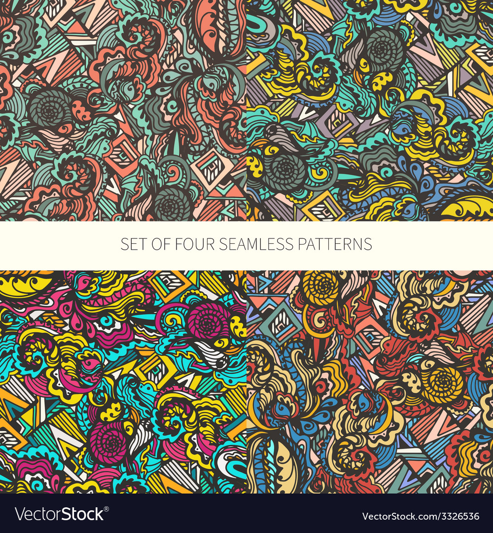 Set of four abstract seamless patterns