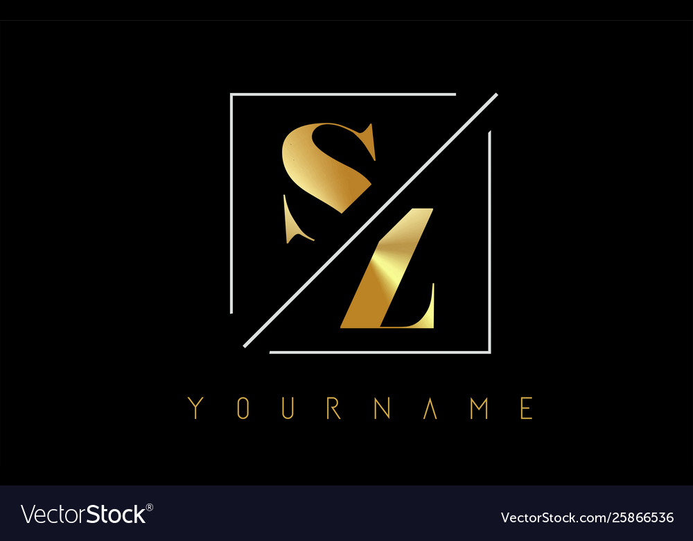 Sz golden letter logo with cutted and intersected Vector Image