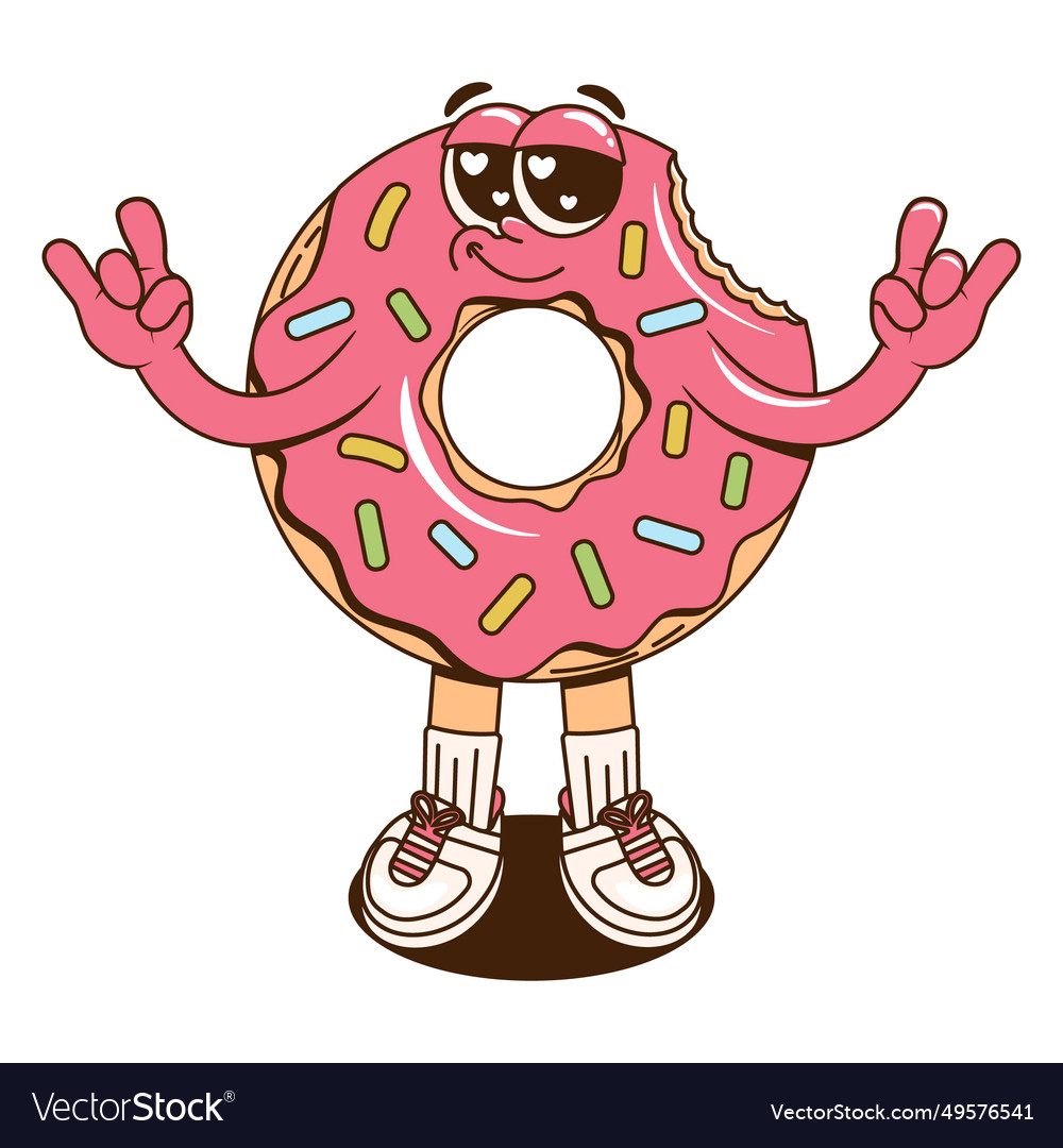 A groovy cheerful dessert character retro cartoon Vector Image