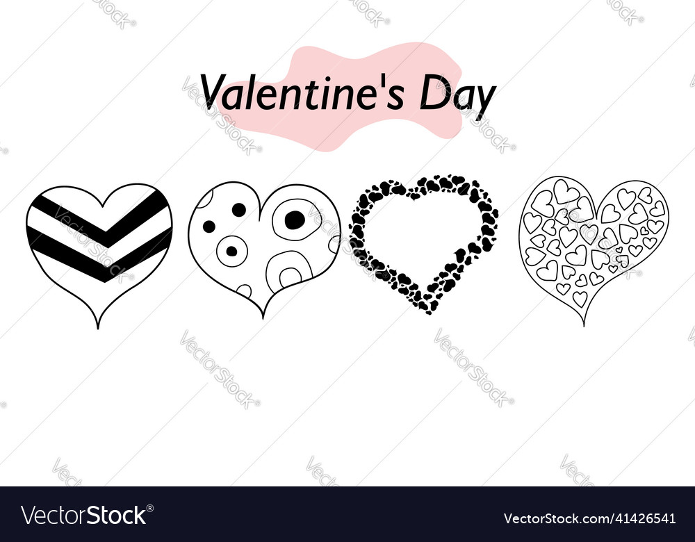 A set of hearts in linear design symbol