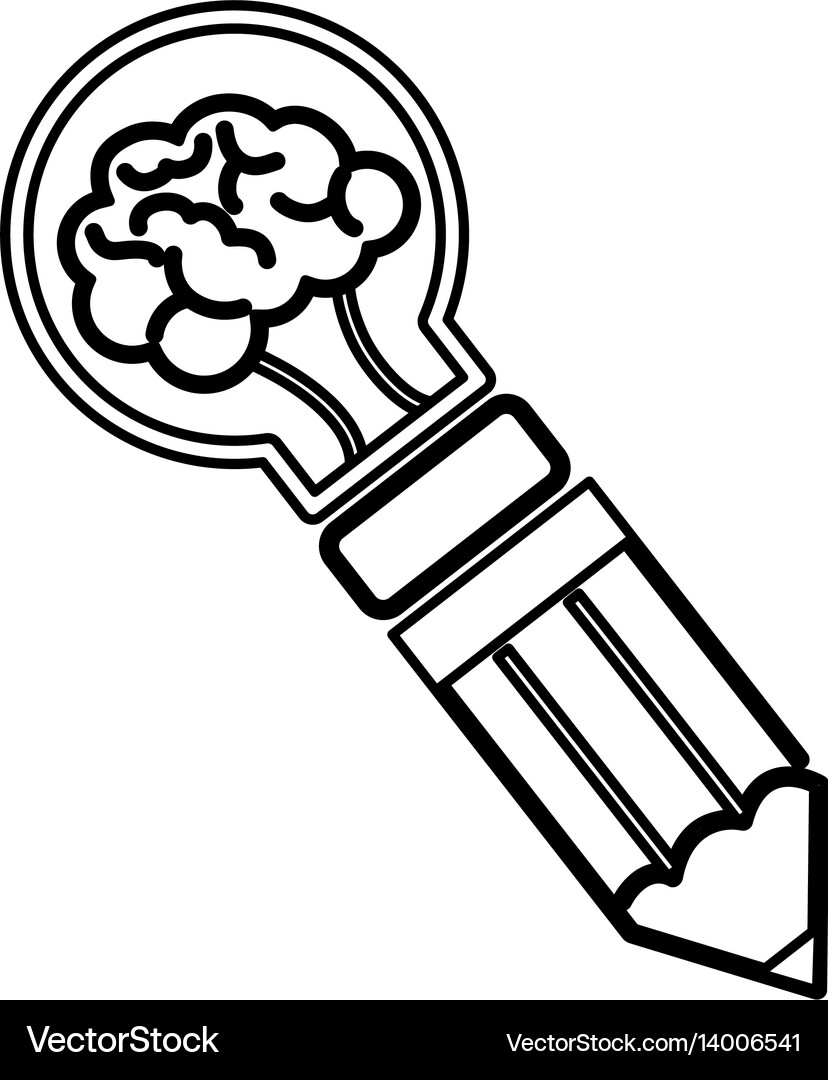 Bulb light with brain Royalty Free Vector Image