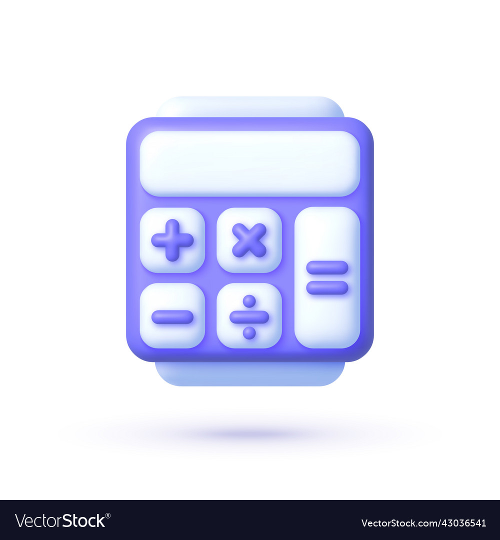 Calculator in 3d style on whit background