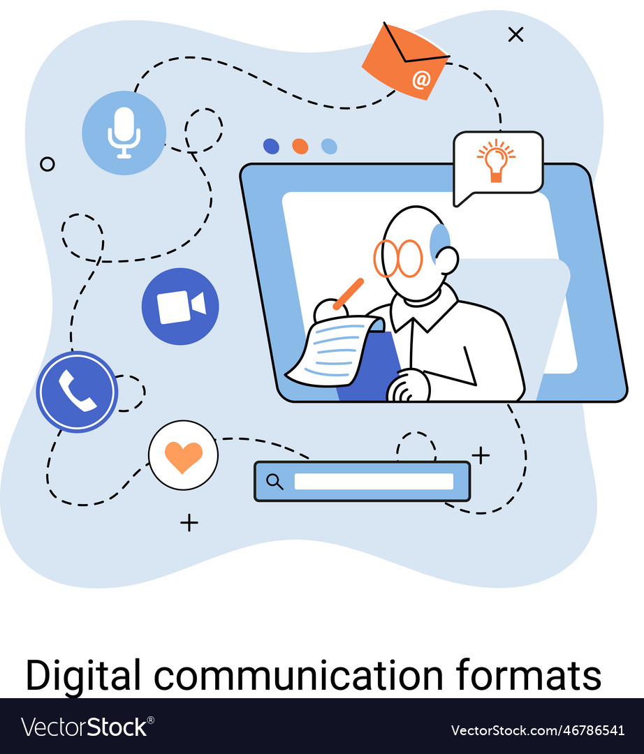 Digital communication formats metaphor content vector image Digital communication formats metaphor content