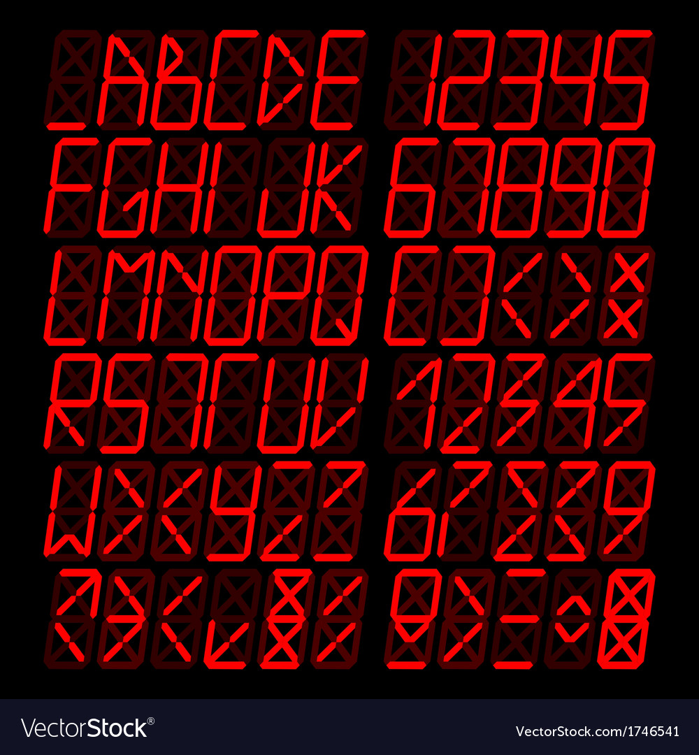 Digital red alphabet Royalty Free Vector Image