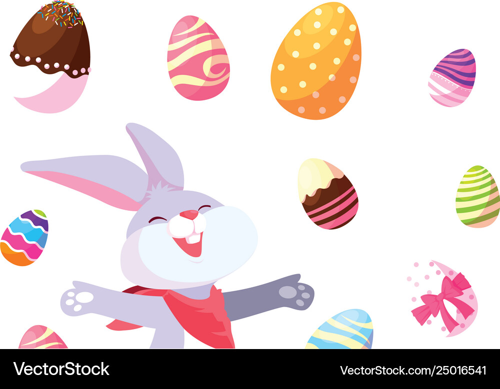 Happy easter eggs painted with rabbit Royalty Free Vector