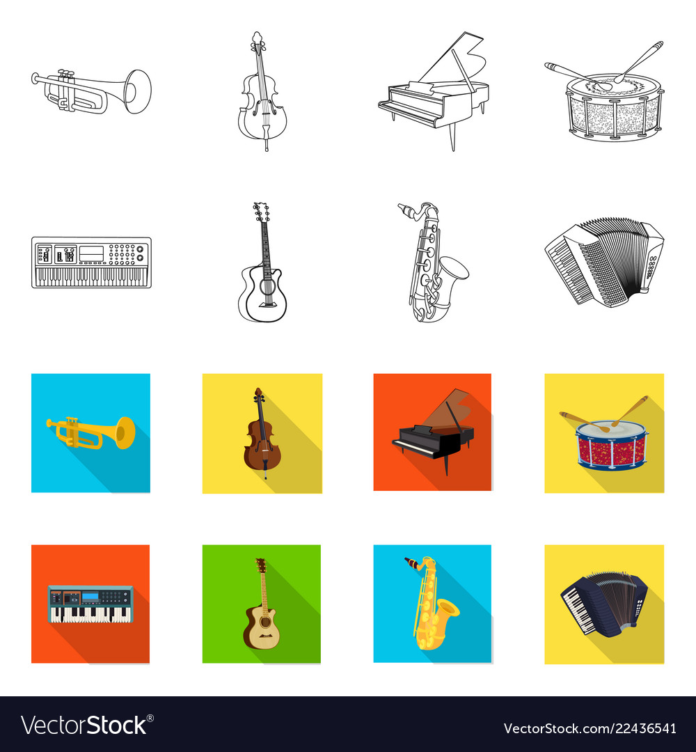 Isolated object of music and tune symbol set vector image Isolated object of music and tune symbol set