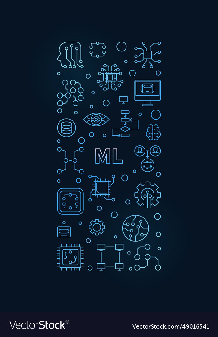 Machine learning concept outline blue vertical Vector Image