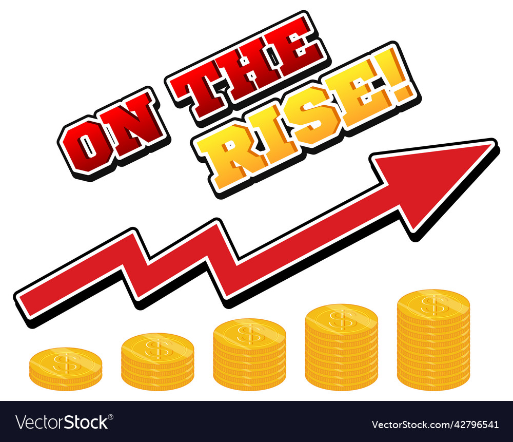 Red arrow going up with coin stacks