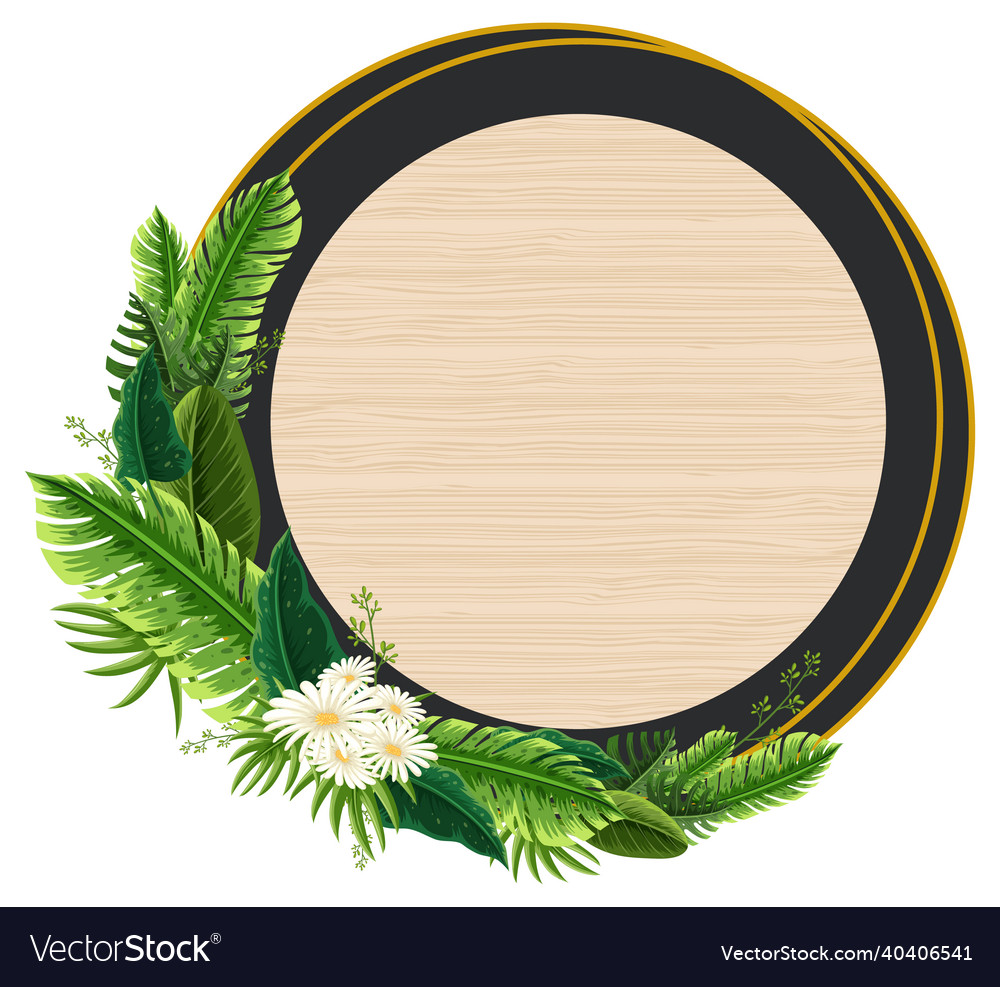 Round frame with tropical green leaves