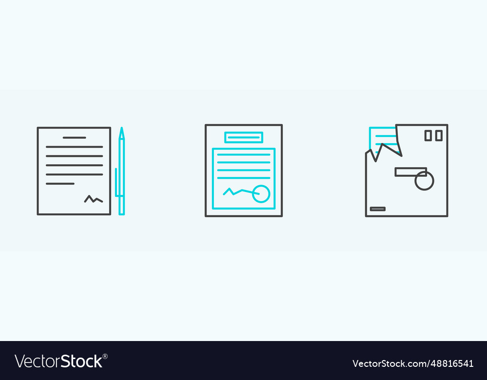 Set line ordered envelope contract with pen vector image Set line ordered envelope contract with pen