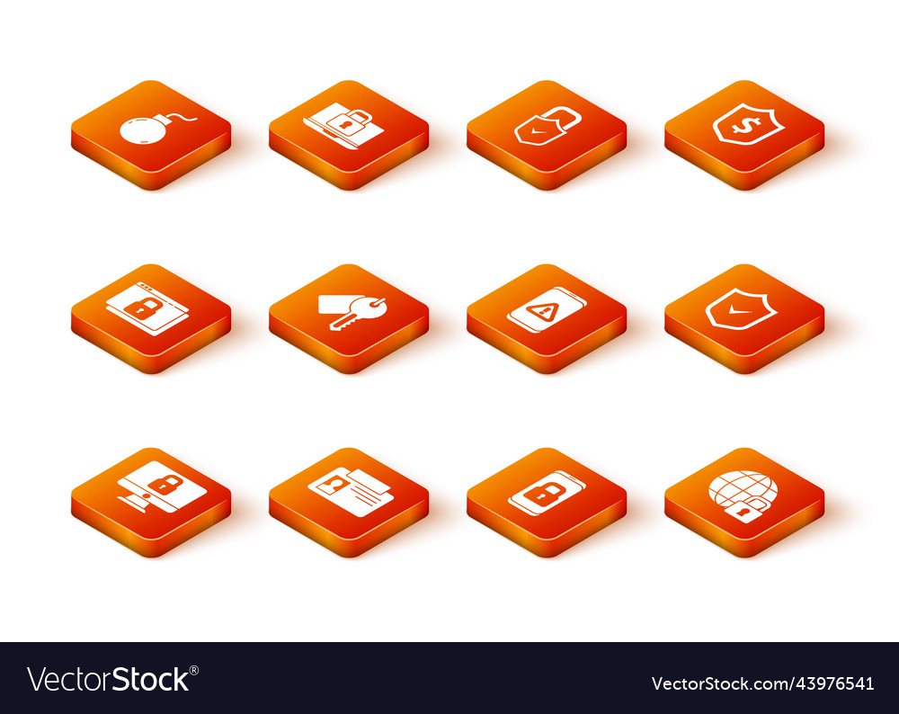 Set lock on computer monitor identification badge vector image Set lock on computer monitor identification badge