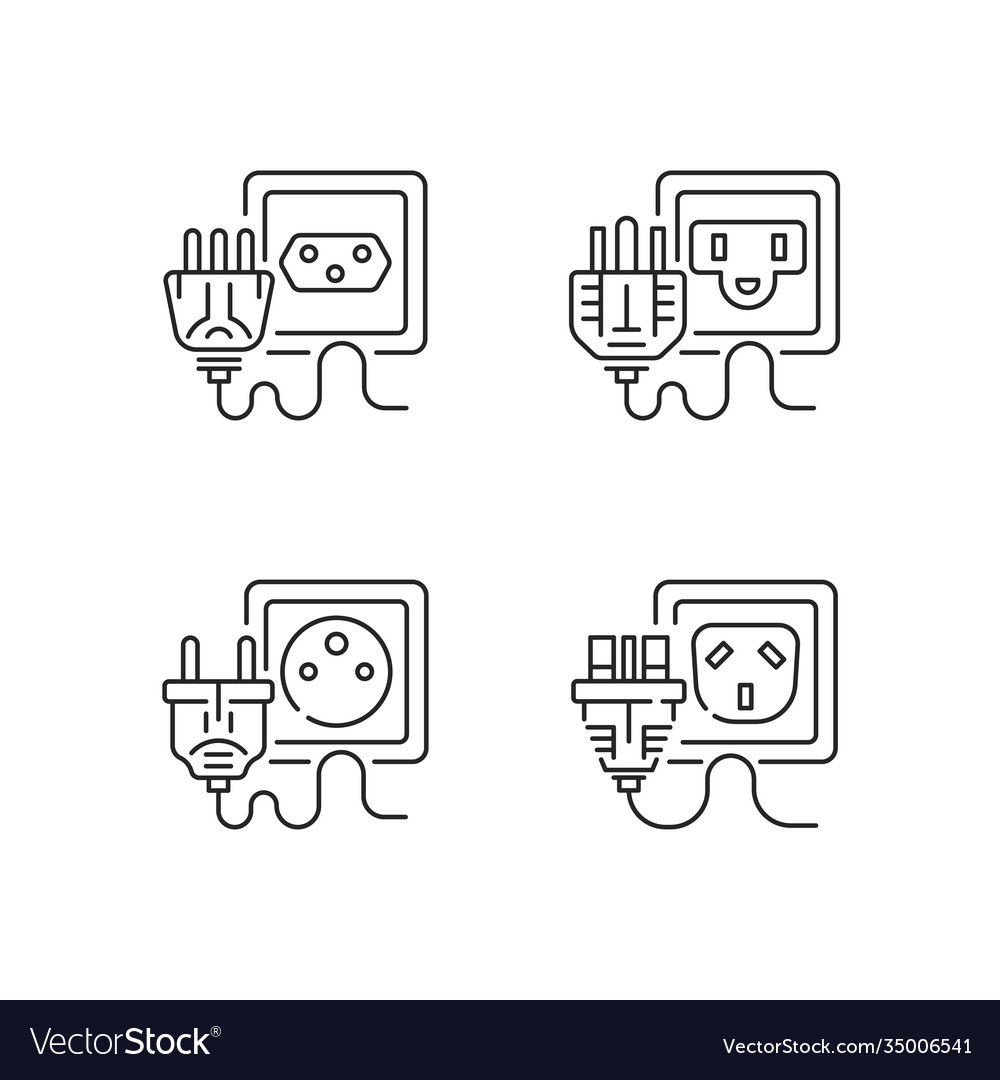 Socket types linear icons set