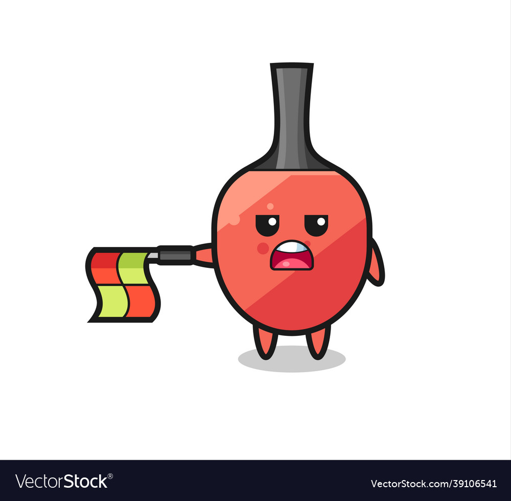 Table tennis racket character as line judge hold vector image Table tennis racket character as line judge hold
