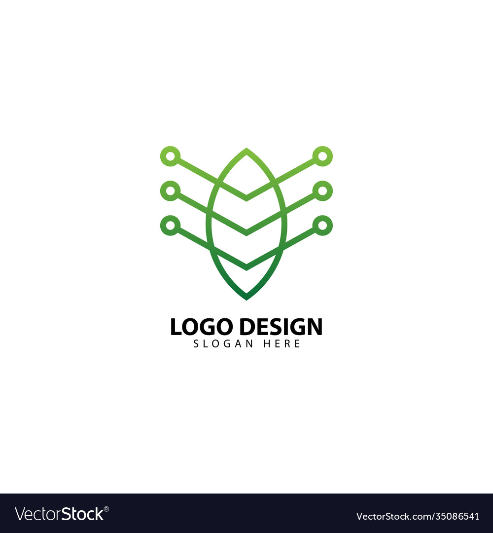 Techno leaf logo design template