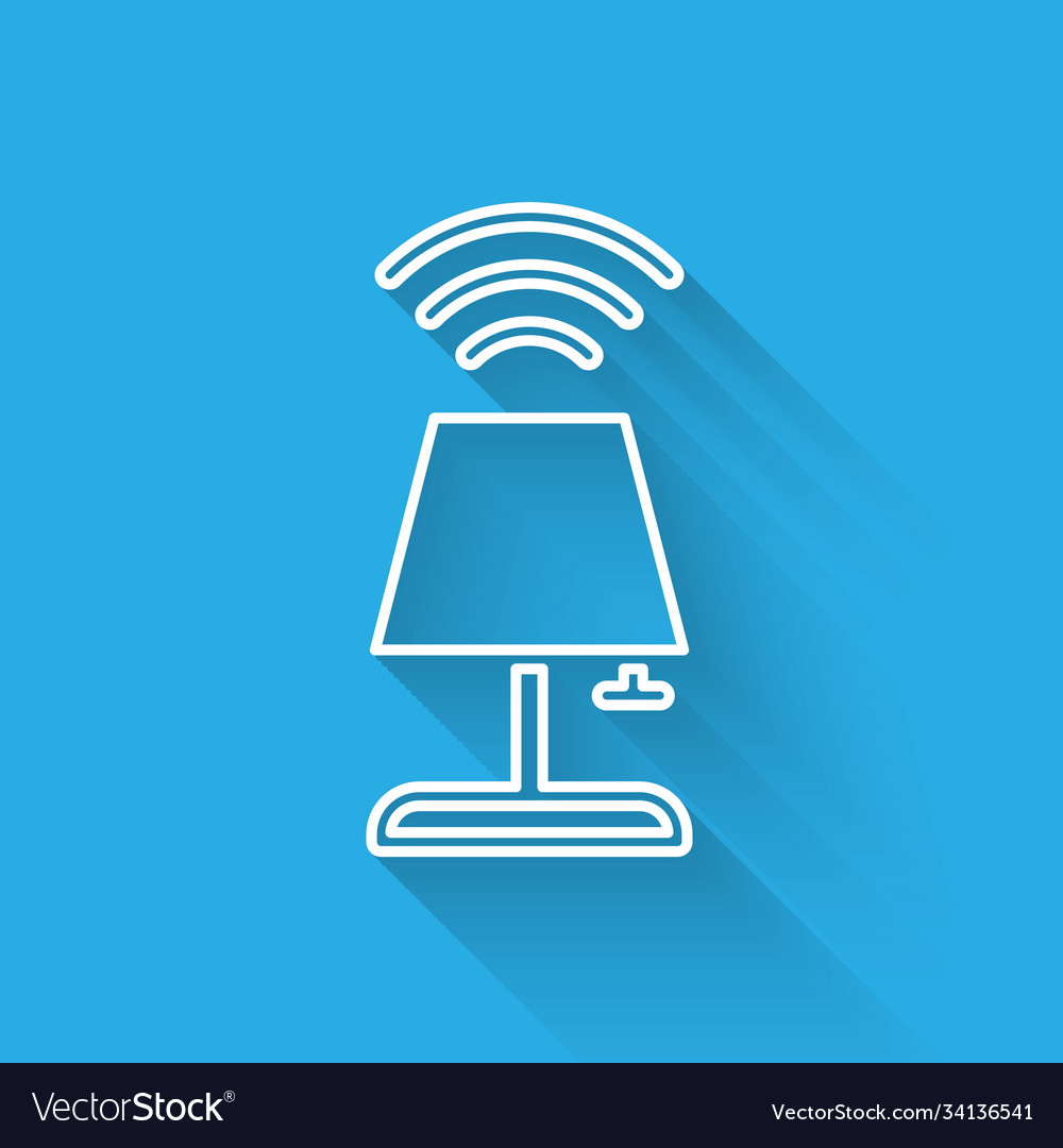 White line smart table lamp system icon isolated Vector Image White line smart table lamp system icon isolated