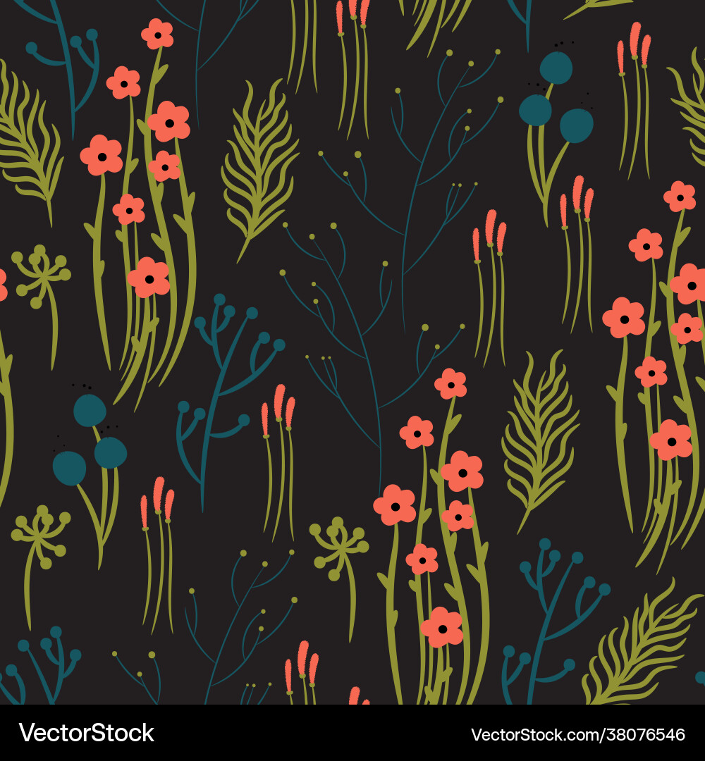 Abstract flowers seamless patterns Royalty Free Vector Image