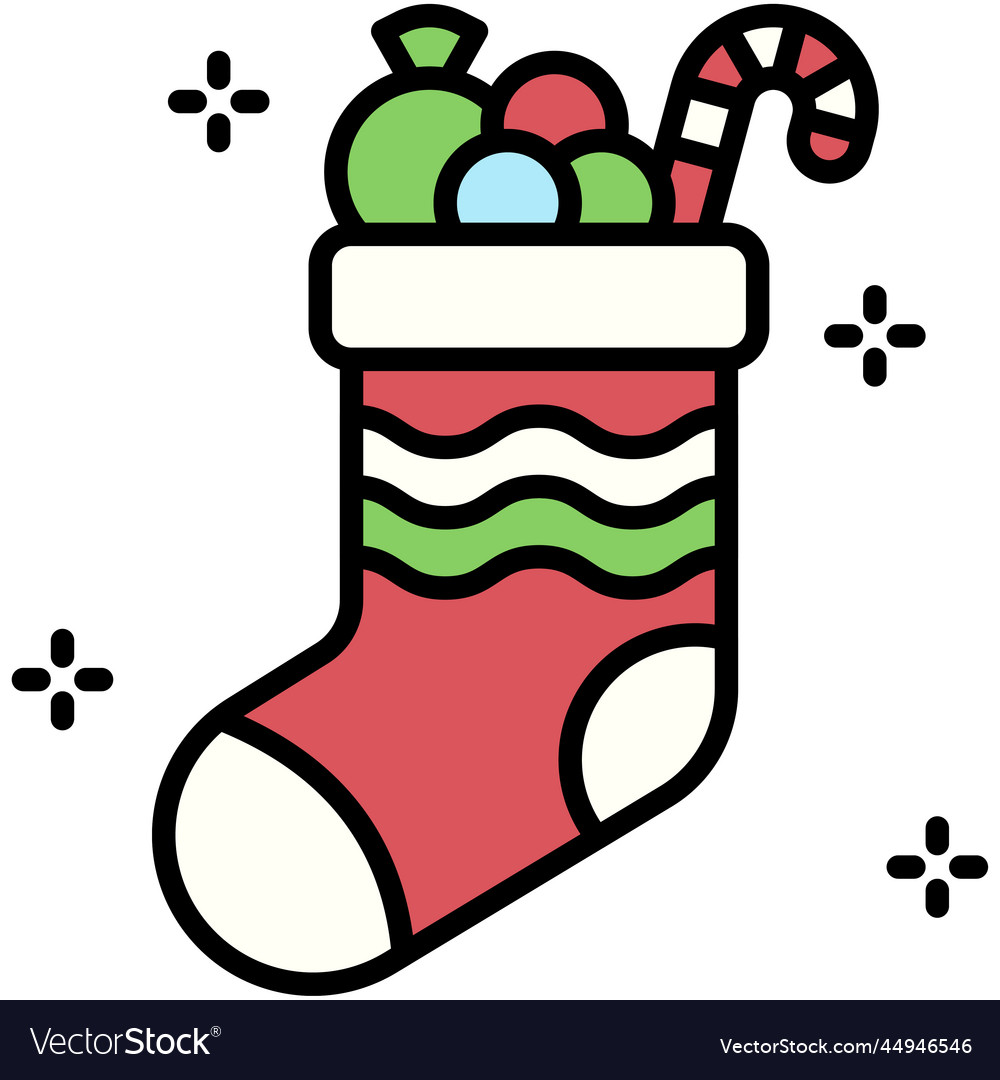 Candies in sock icon christmas related
