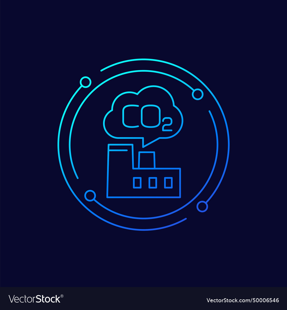 Carbon emissions of factory icon linear design