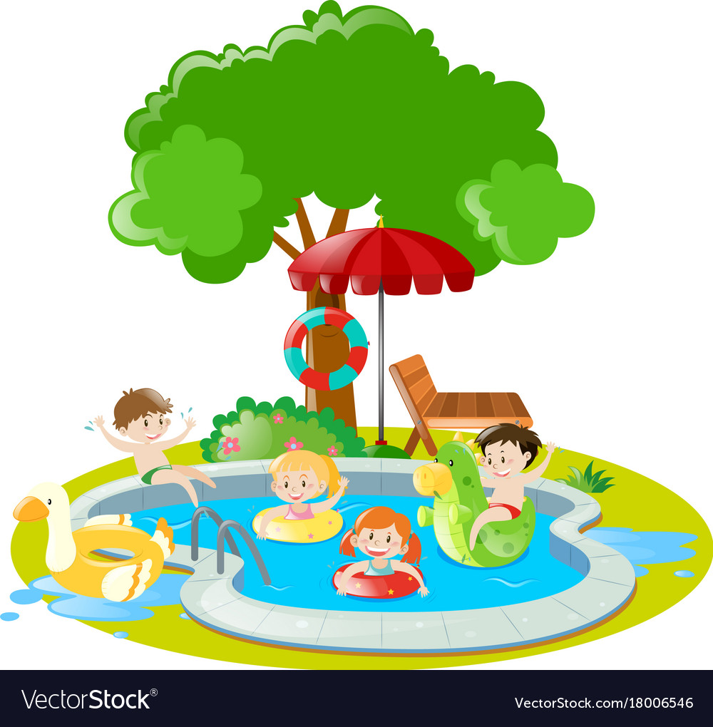 children-swimming-in-pool-royalty-free-vector-image