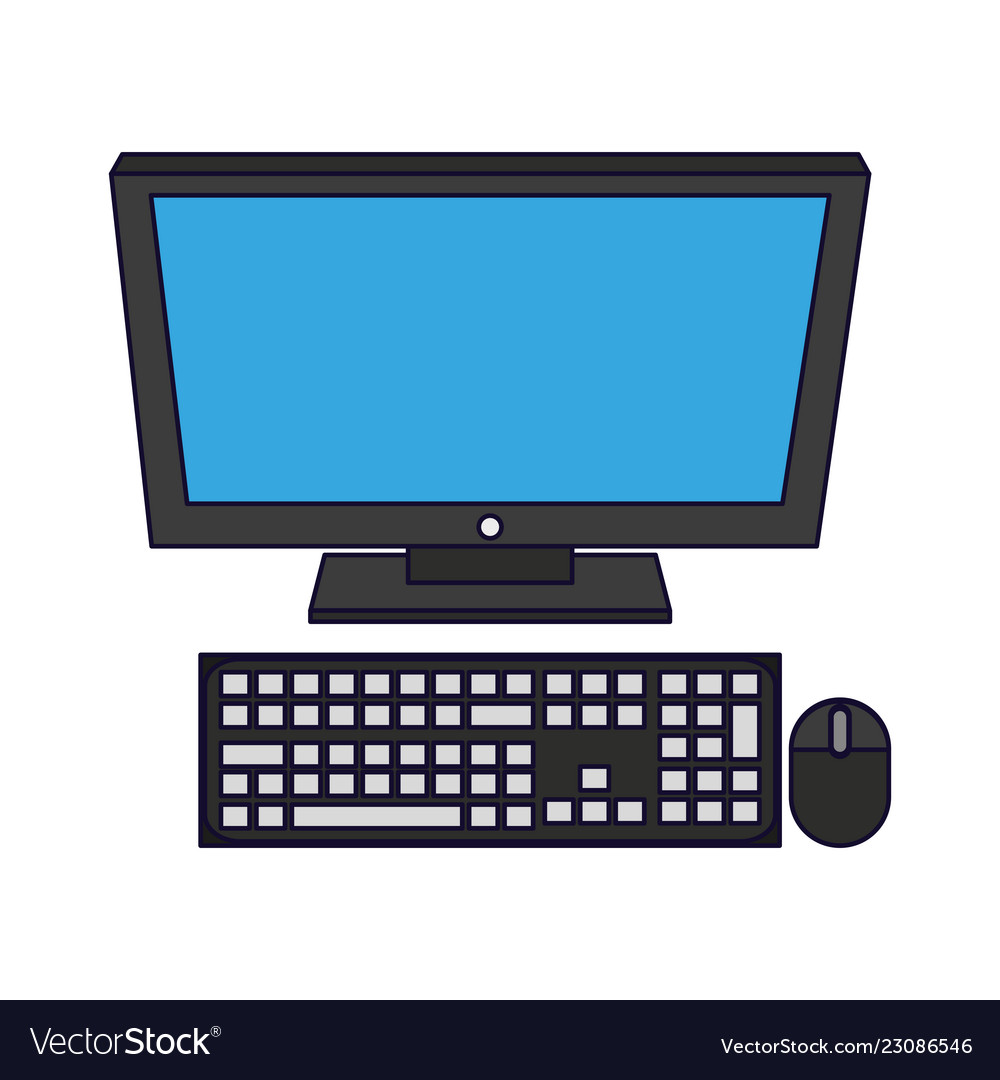 Desk computer isolated vector image Desk computer isolated
